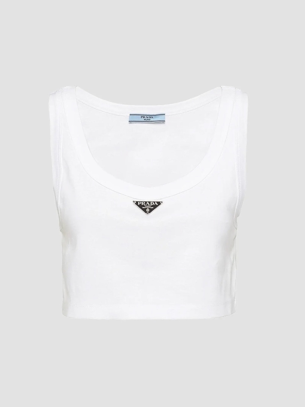 Prada White Cropped Tank with Triangle Logo